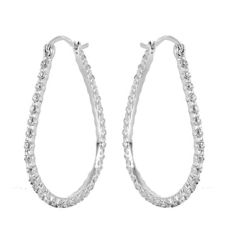 925 Silver Rhodium Plated Open Drop Hoop Earrings