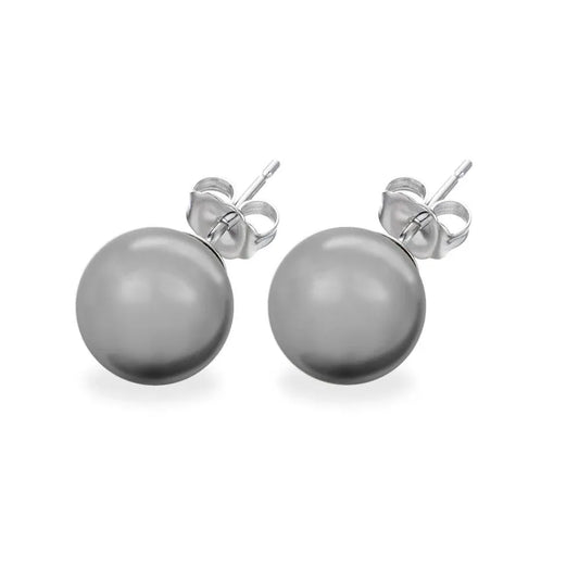 925 Rhodium Plated Silver Gray Pearl CZ Stud Earrings