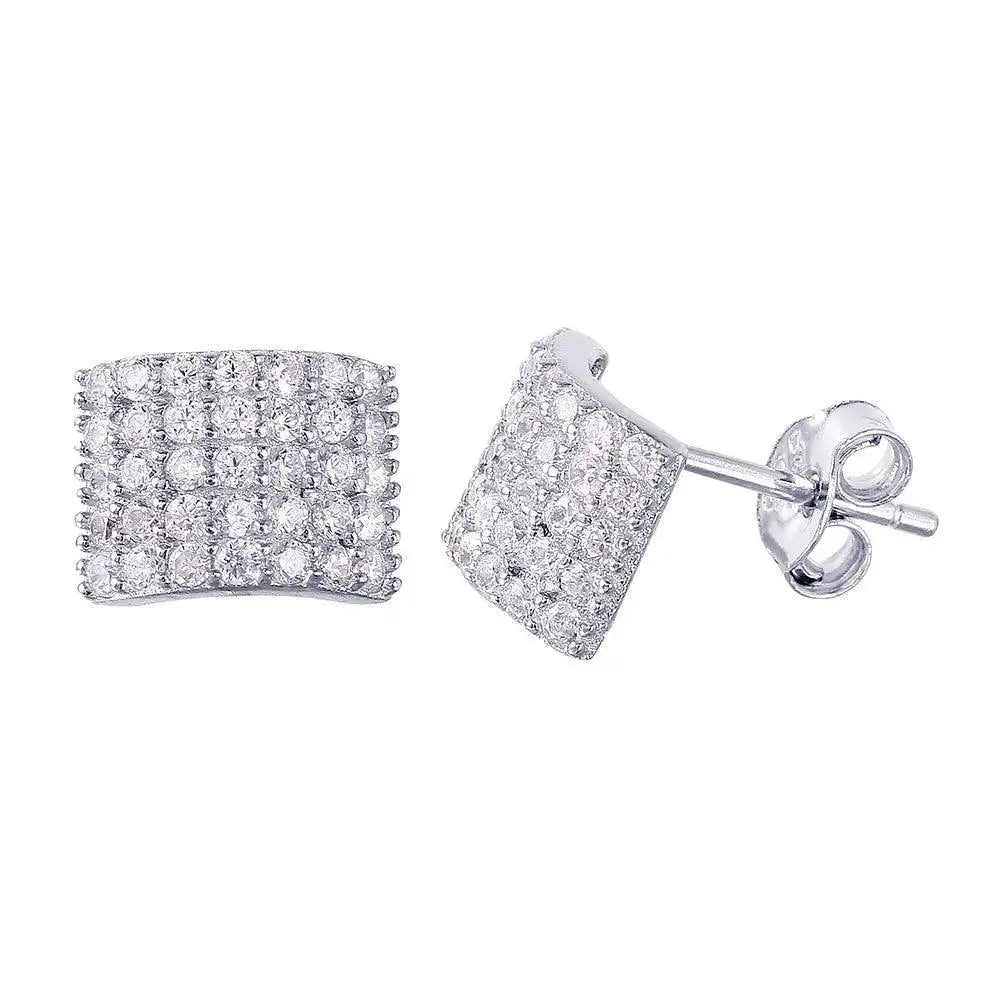 925 Sterling Silver Rhodium Plated Micro Pave CZ Earrings
