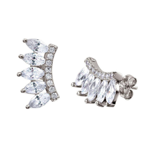 925 Silver Rhodium Plated Marquise CZ Stones Earrings