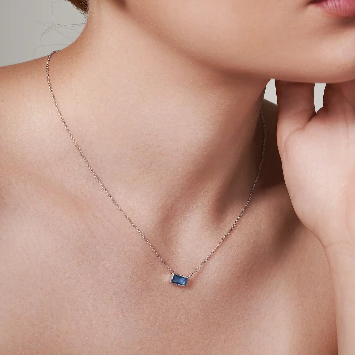 925 Sterling Silver Rectangle Blue CZ Stud Earrings