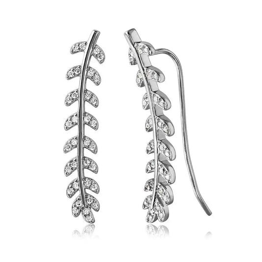 925 Sterling Silver Rhodium Plated Climbing Vine Earrings
