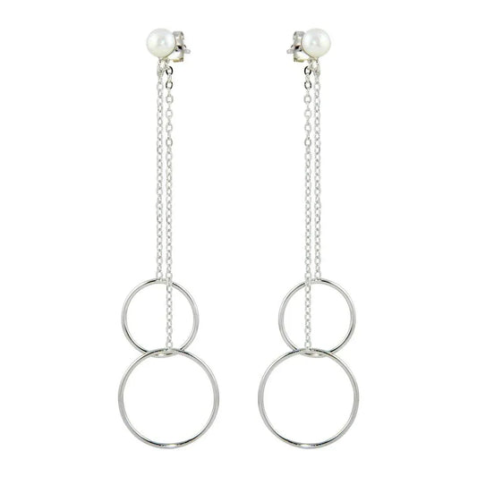 925 Sterling Silver Rhodium Plated Dangling Front and Back Dangling Earrings