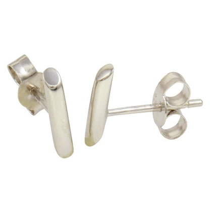 925 Sterling Silver Rhodium Plated Minimal Bar Stud Earrings