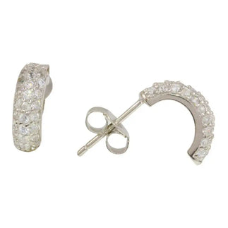 925 Sterling Silver Rhodium Plated Semi huggie hoop Earrings