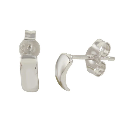 925 Sterling Silver Rhodium Plated Curve Stud Earrings