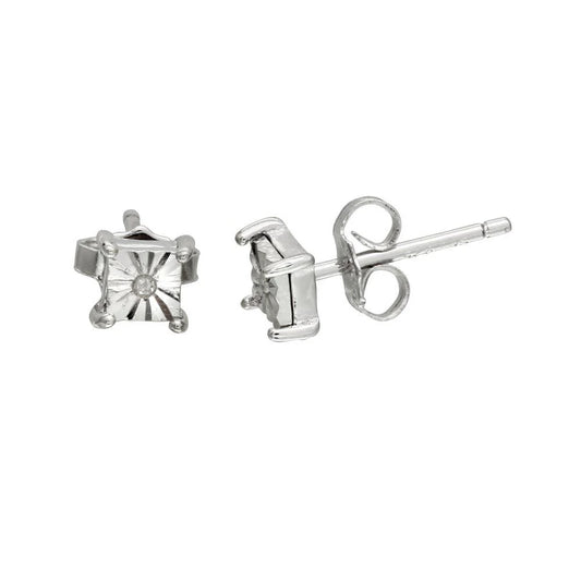 925 Sterling Silver Rhodium Plated Square Stud Earrings