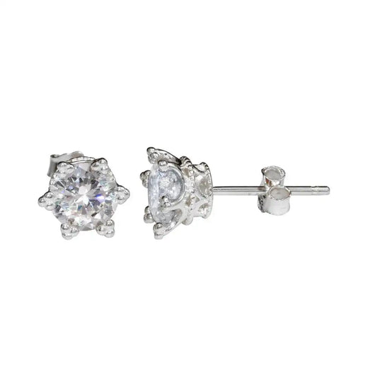 925 Sterling Silver Rhodium Plated Star Stud Earrings