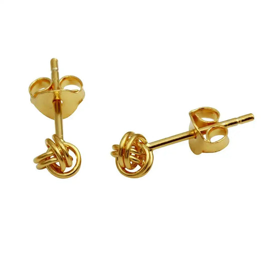 925 Sterling Silver Gold Plated Mini Knot Stud Earrings