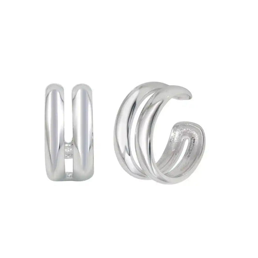925 Sterling Silver Rhodium Plated Double Ear Cuffs