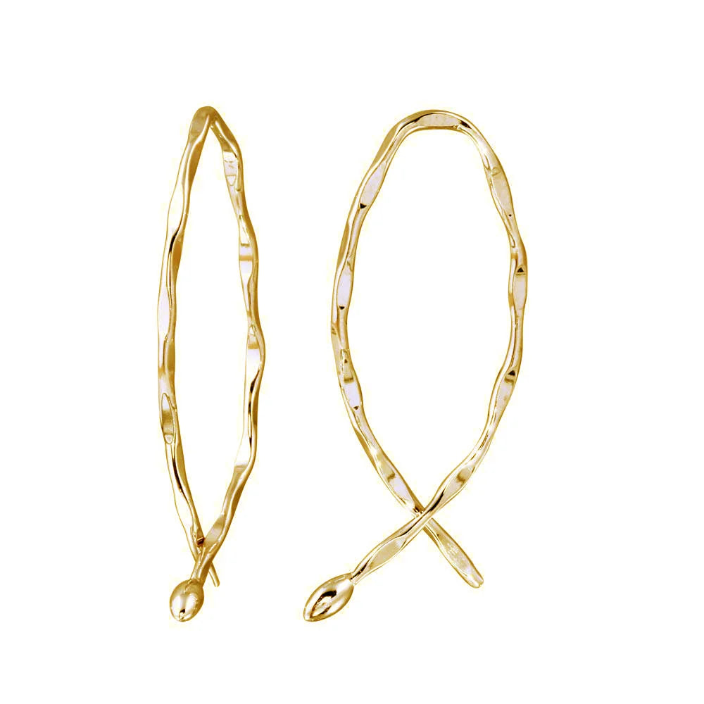 925 Sterling Silver Gold Plated Fish Earring