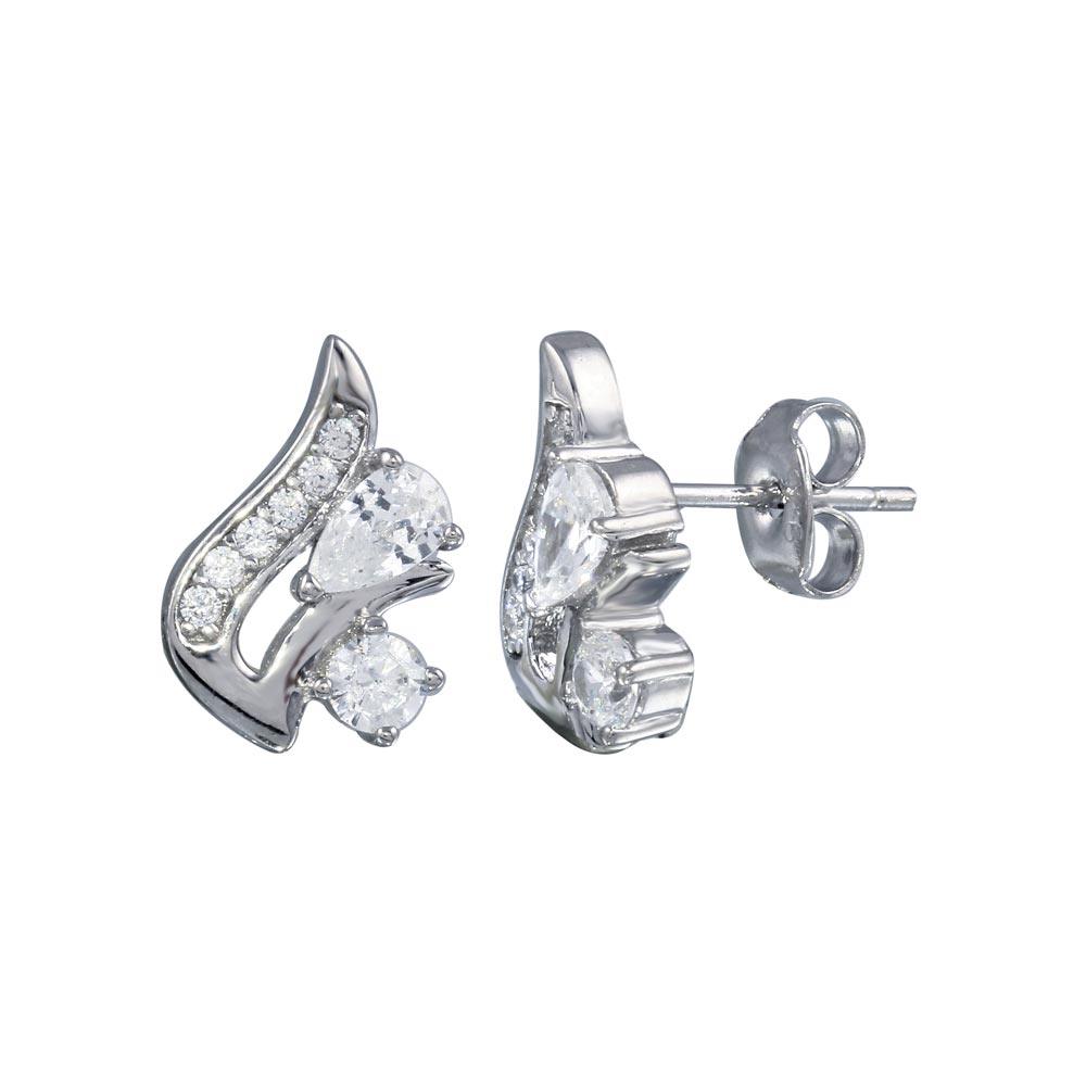 925 Sterling Silver Rhodium Plated Squirrel CZ Stud Earring