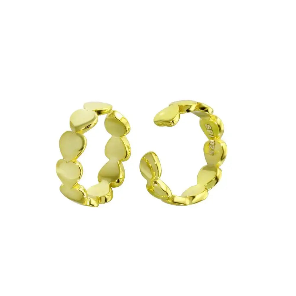 925 Sterling Silver Gold Plated Multi Heart Cuff Earring