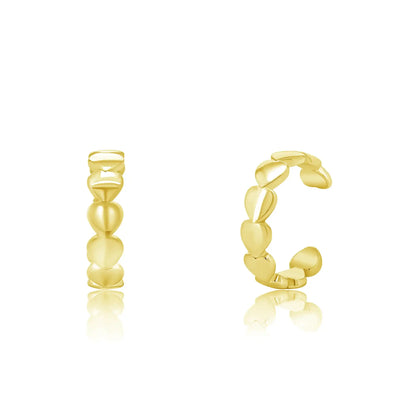 925 Sterling Silver Gold Plated Multi Heart Cuff Earring