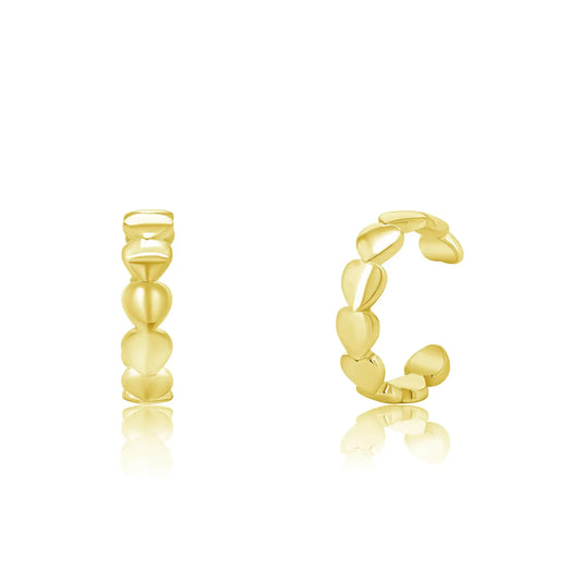 925 Sterling Silver Gold Plated Multi Heart Cuff Earring