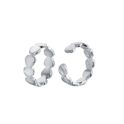 925 Sterling Silver Rhodium Plated Multi Heart Cuff Earring