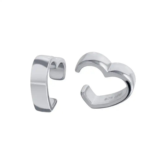 925 Sterling Silver Rhodium Plated Heart Cuff Earring