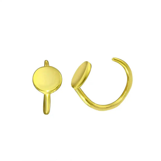 925 Sterling Silver Gold Plated Disc Semi-Hoop Earring