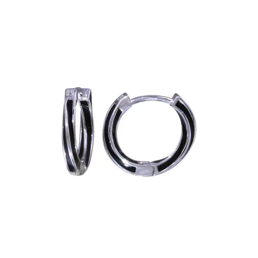 925 Sterling Silver Rhodium Plated Twisted Black Outline Earring