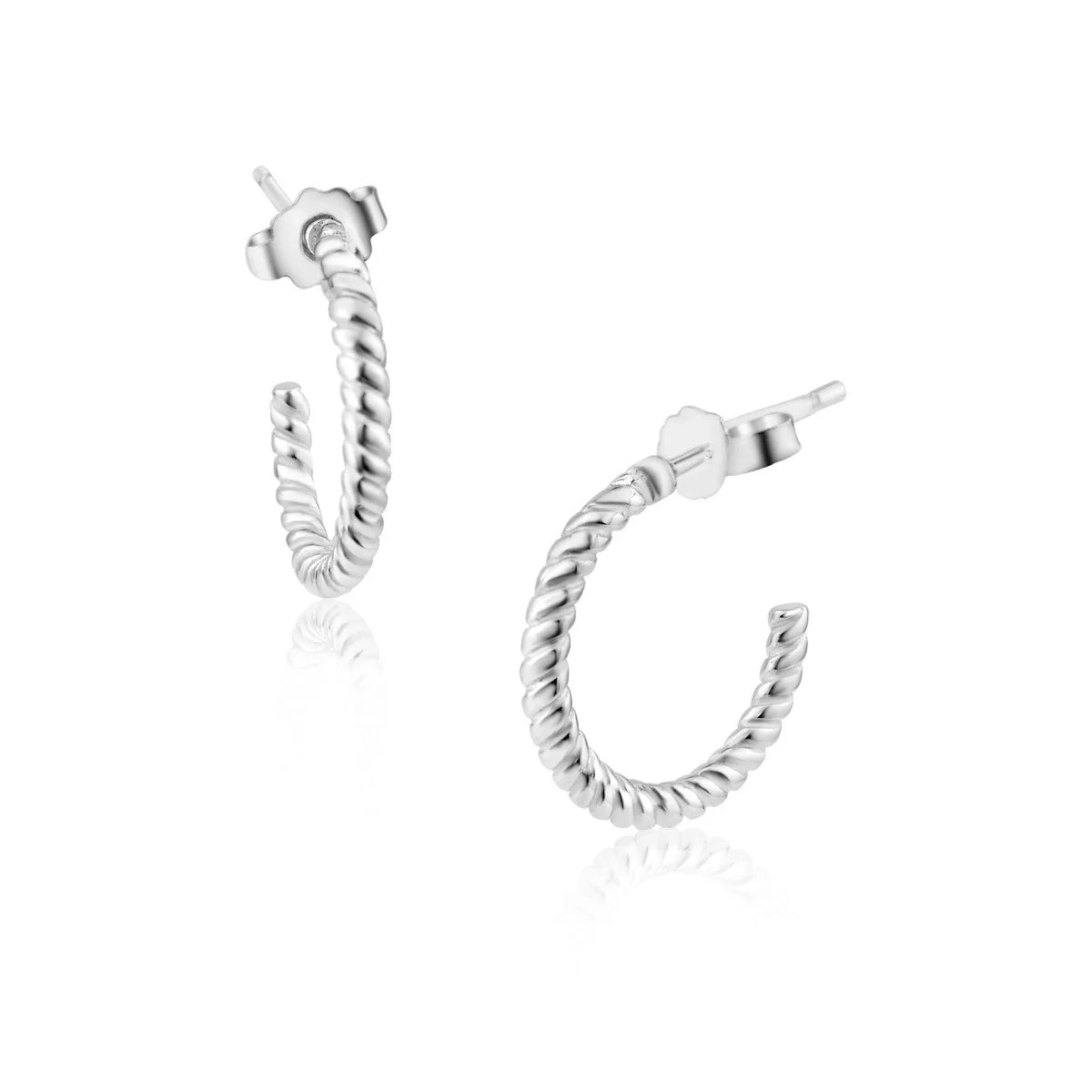 925 Sterling Silver Rope Design Semi Hoop Single