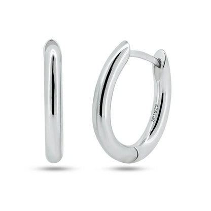 925 Sterling Silver Rhodium Plated Oval Hoop Earring
