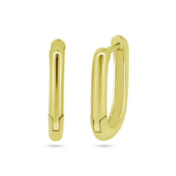 925 Sterling Silver Gold Plated Square Oval Hoop Earring