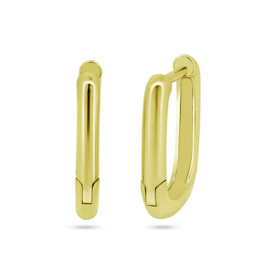 925 Sterling Silver Gold Plated Square Oval Hoop Earring