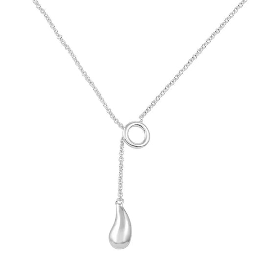 925 Sterling Silver Clearance-Rhodium Plated Teardrop Necklace