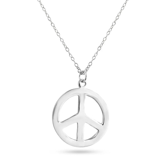 925 Silver Clearance-Rhodium Plated Peace Pendant Necklace