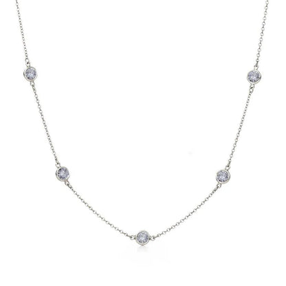 925 Sterling Silver Rhodium Plated CZ By Yard Chain Necklace