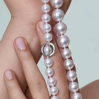 925 Sterling Silver Rhodium Plated Pearl Pendant Necklace