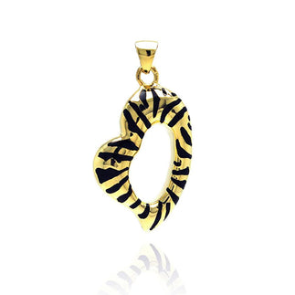 925 Sterling Silver Clearance Gold Plated Clear CZ Striped Pendant