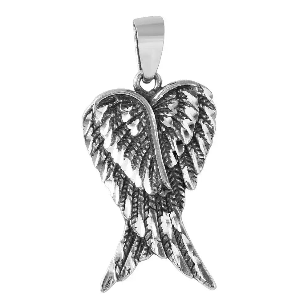 925 Sterling Silver Double Crossed Wings Pendant