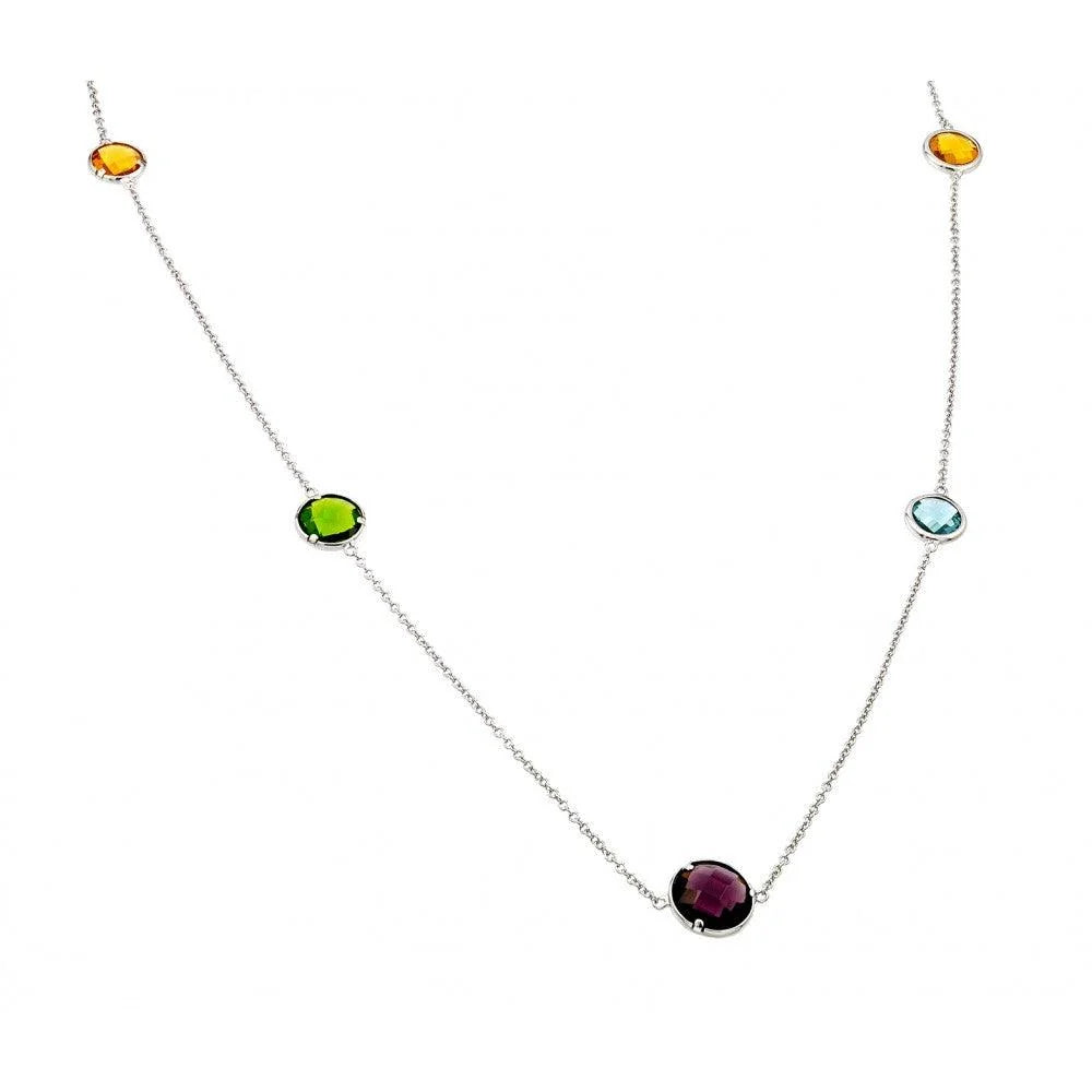 925 Silver Rhodium Plated Clear CZ Pendant Necklace