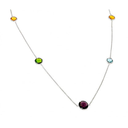 925 Silver Rhodium Plated Clear CZ Pendant Necklace