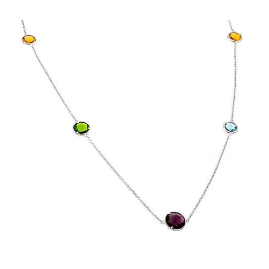 925 Silver Rhodium Plated Clear CZ Pendant Necklace