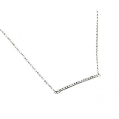 925 Silver Rhodium Plated Clear CZ Line Pendant Necklace