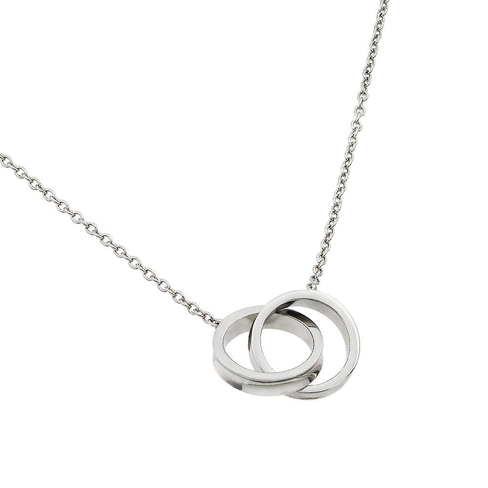 925 Silver Rhodium Plated Interlocking Rings Pendant Necklace
