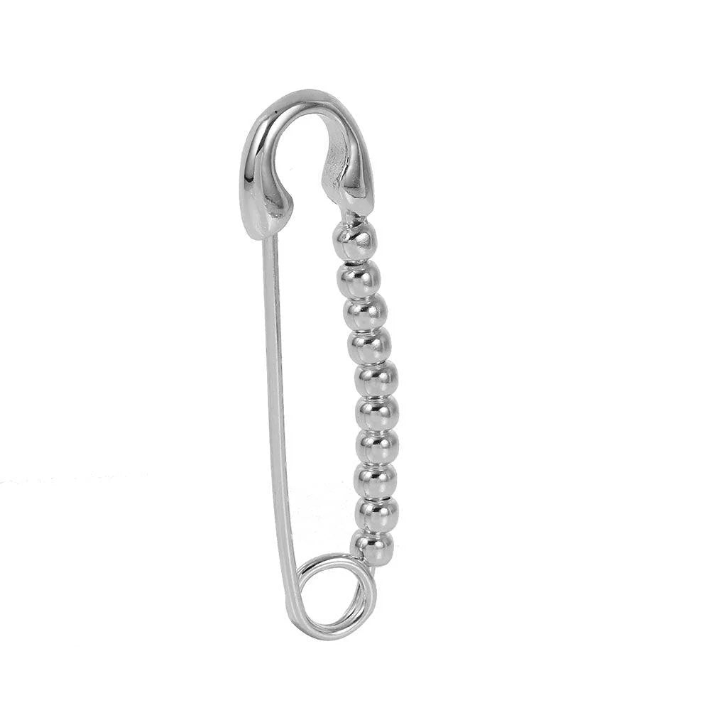925 Sterling Silver Rhodium Plated Bead Pin Necklace