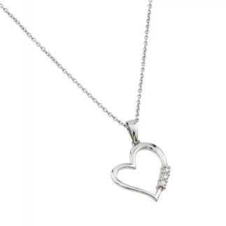 925 Sterling Silver Rhodium Plated Heart CZ Pendant