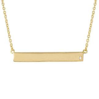 925 Silver Gold Plated Bar Necklace with Diamond