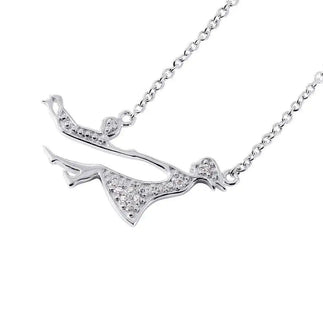 925 Sterling Silver Rhodium Plated Mother and Child CZ Necklace