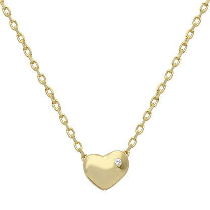 925 Sterling Silver Gold Plated Small Heart with Stone Necklace
