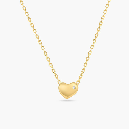 925 Sterling Silver Gold Plated Small Heart with Stone Necklace