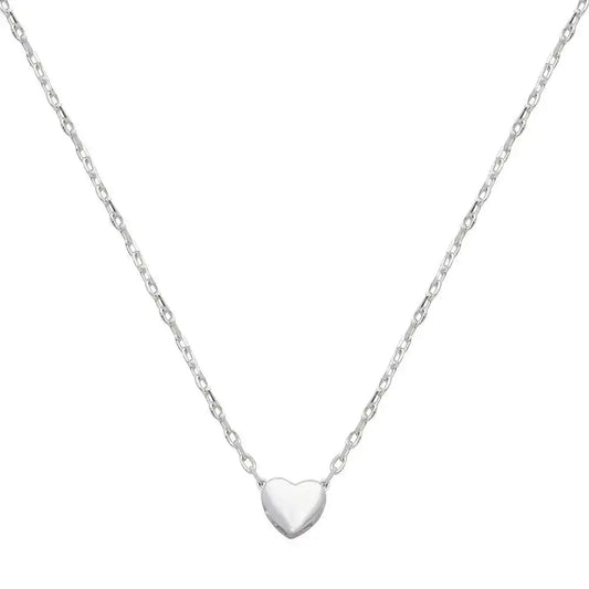 925 Sterling Silver Rhodium Plated Small Heart Necklace