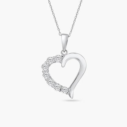 925 Sterling Silver Rhodium Plated  Open CZ Heart Necklace