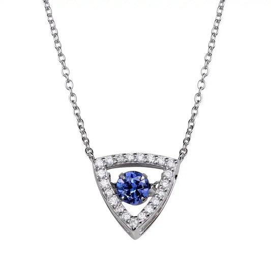 925 Sterling Silver Rhodium Plated Open Triangle Pendant Necklace with Dancing CZ