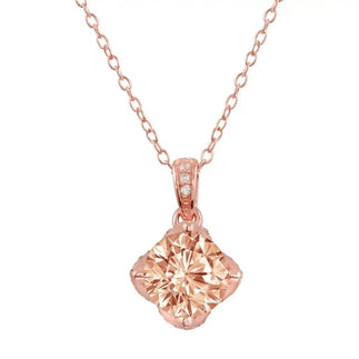 925 Sterling Silver Rose Gold Plated Pink CZ Pendant Necklace