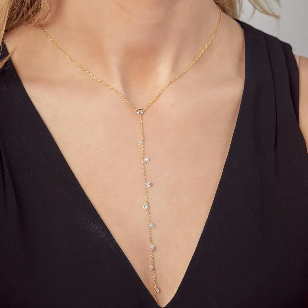 925 Sterling Silver Gold Plated Drop CZ Necklace