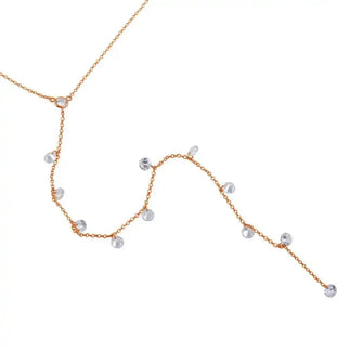 925 Sterling Silver Rose Gold Plated Drop CZ Necklace